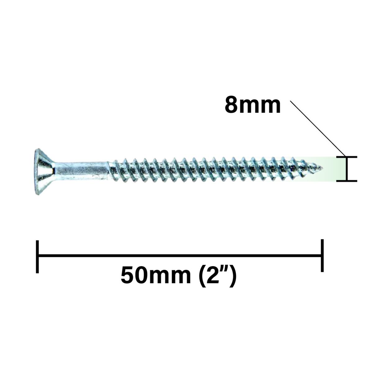 Rikä TWSR023 Woodscrew Twin-Thread CSK BZP 8 x 2in 200pk